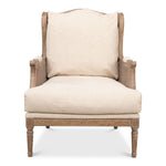 white wash oak frame caning natural linen cushions armchair