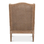 white wash oak frame caning natural linen cushions armchair