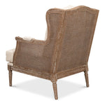 white wash oak frame caning natural linen cushions armchair