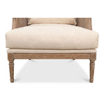 white wash oak frame caning natural linen cushions armchair