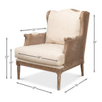Ava Oak + Caning + Linen Armchair