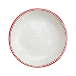 round melamine white red pasta bowl