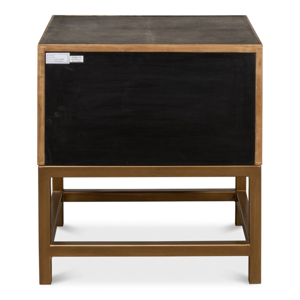Side Table - Antique Gray Shagreen Leather - 2-Drawer