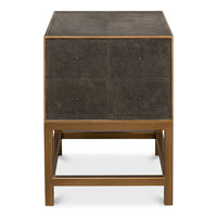 Side Table - Antique Gray Shagreen Leather - 2-Drawer