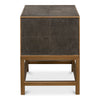 Side Table - Antique Gray Shagreen Leather - 2-Drawer