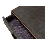 Side Table - Antique Gray Shagreen Leather - 2-Drawer