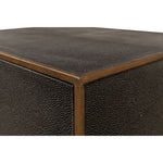 Side Table - Antique Gray Shagreen Leather - 2-Drawer