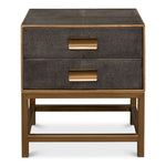 Side Table - Antique Gray Shagreen Leather - 2-Drawer