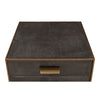 Side Table - Antique Gray Shagreen Leather - 2-Drawer