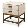 Side Table - Off-White Shagreen Leather - 2-Drawer