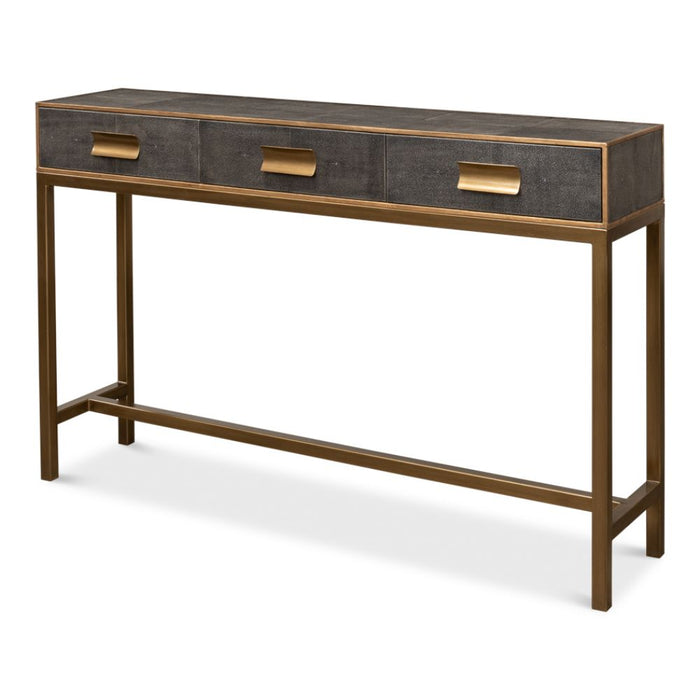 console table grey shagreen leather drawers Osprey