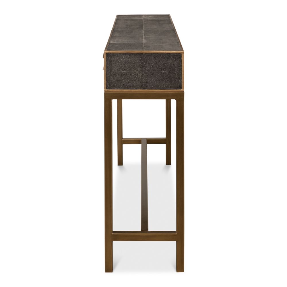 console table grey shagreen leather drawers Osprey