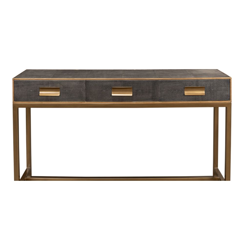 console table grey shagreen leather drawers Osprey
