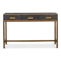 console table grey shagreen leather drawers Osprey