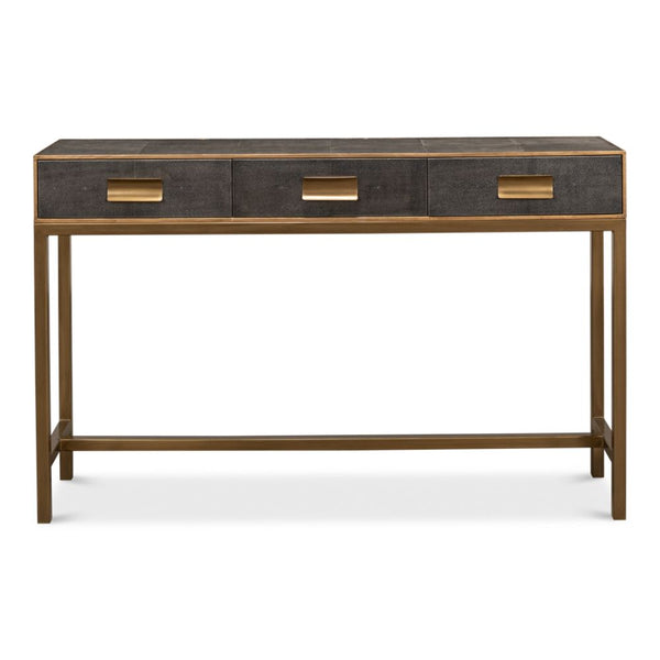 console table grey shagreen leather drawers Osprey