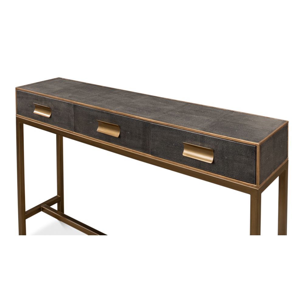 console table grey shagreen leather drawers Osprey
