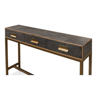 console table grey shagreen leather drawers Osprey
