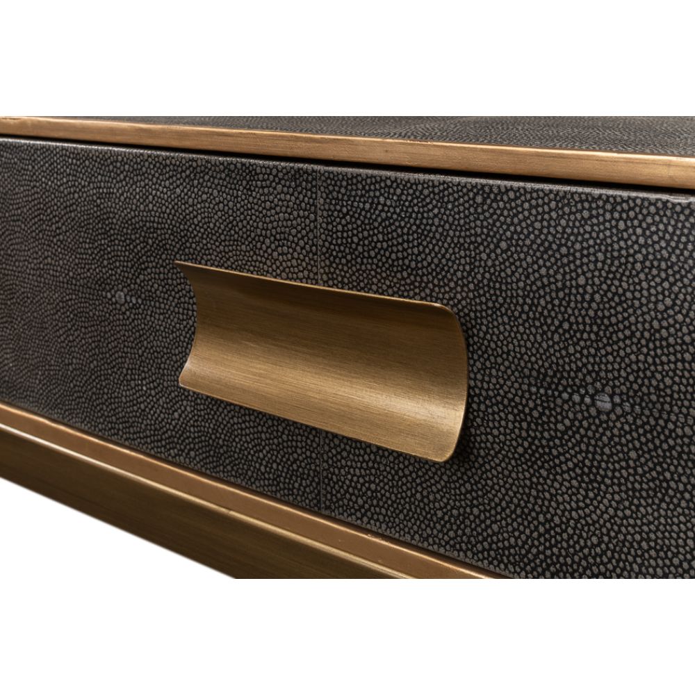 console table grey shagreen leather drawers Osprey