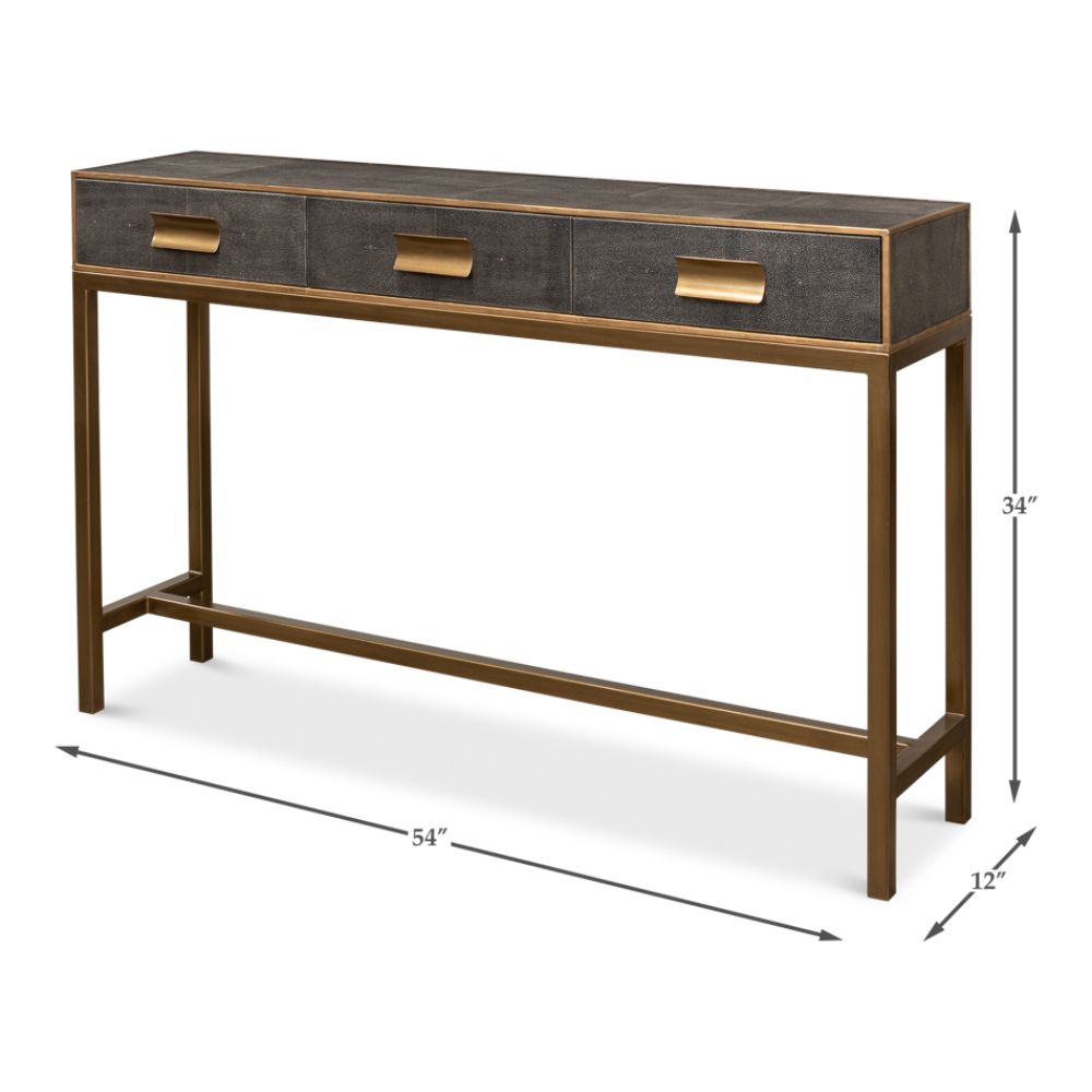 console table grey shagreen leather drawers Osprey