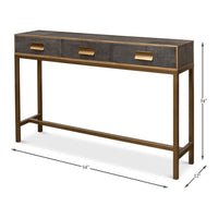 console table grey shagreen leather drawers Osprey