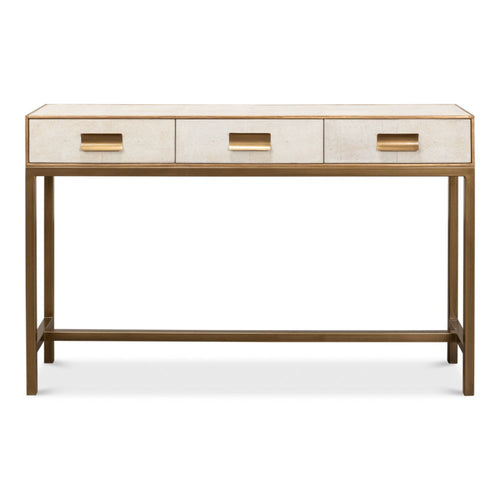 console table off-white shagreen leather drawers Osprey