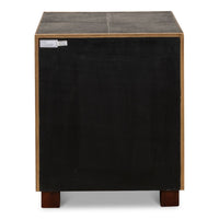 grey leather shagreen 3-drawer side table nightstand