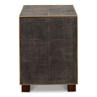 grey leather shagreen 3-drawer side table nightstand
