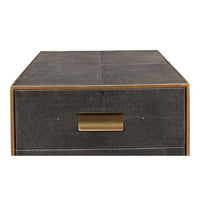 grey leather shagreen 3-drawer side table nightstand