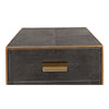 grey leather shagreen 3-drawer side table nightstand