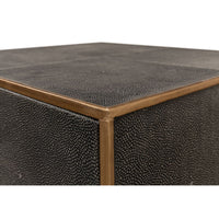 grey leather shagreen 3-drawer side table nightstand
