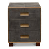grey leather shagreen 3-drawer side table nightstand