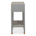 night stand 1-drawer grey shagreen leather gold