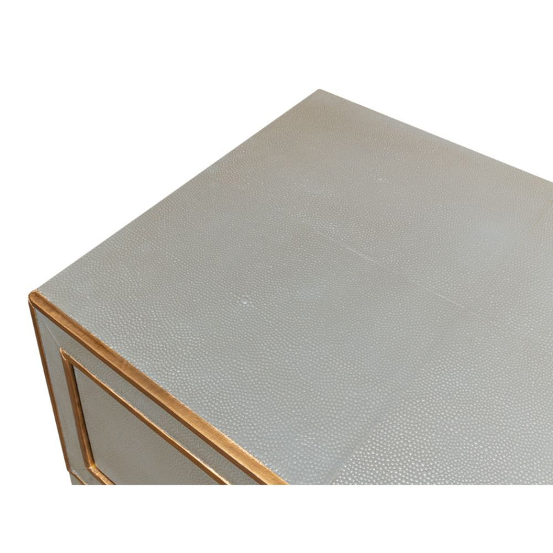 night stand 1-drawer grey shagreen leather gold