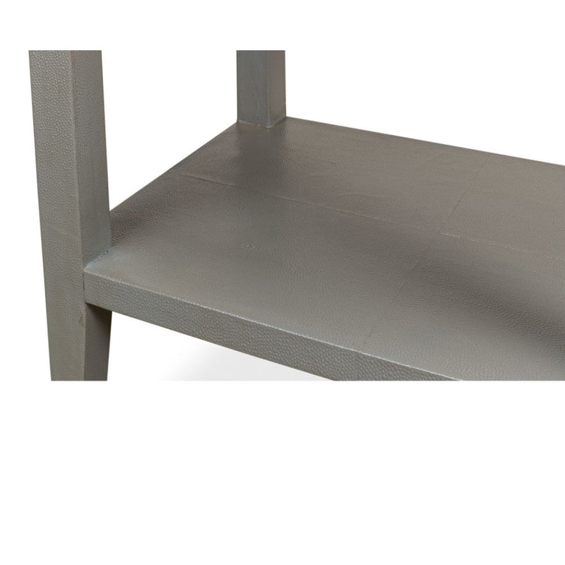 night stand 1-drawer grey shagreen leather gold