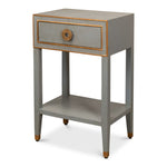 night stand 1-drawer grey shagreen leather gold