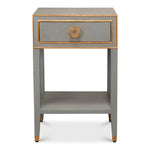 night stand 1-drawer grey shagreen leather gold