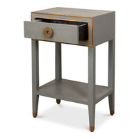 night stand 1-drawer grey shagreen leather gold