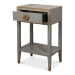 night stand 1-drawer grey shagreen leather gold