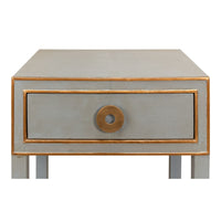 night stand 1-drawer grey shagreen leather gold