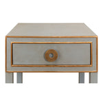 night stand 1-drawer grey shagreen leather gold