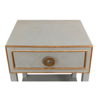 night stand 1-drawer grey shagreen leather gold