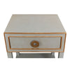 night stand 1-drawer grey shagreen leather gold