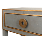 night stand 1-drawer grey shagreen leather gold