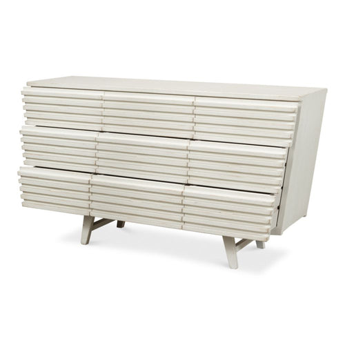 ribbed antique white 9 drawer dresser