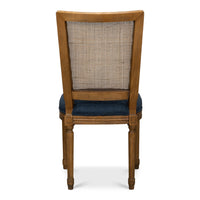 woven cane dining chair navy upholstered seat