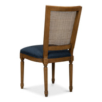 woven cane dining chair navy upholstered seat