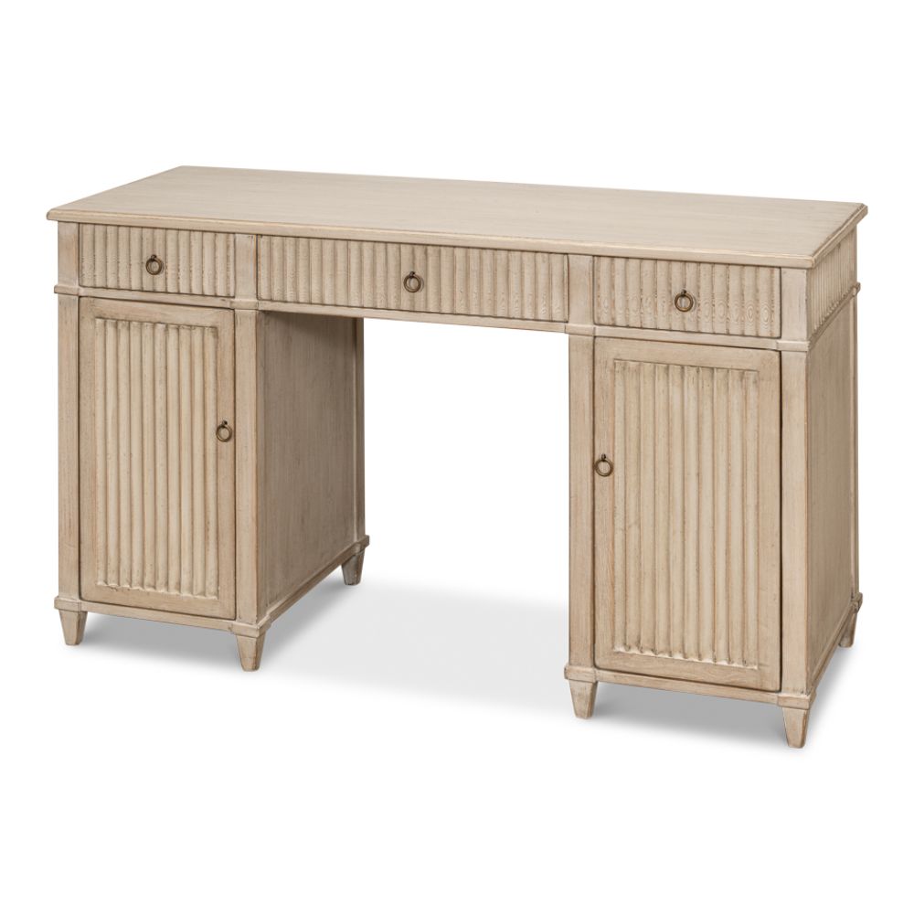 wood desk 3-drawer cabinets stone grey pine wood