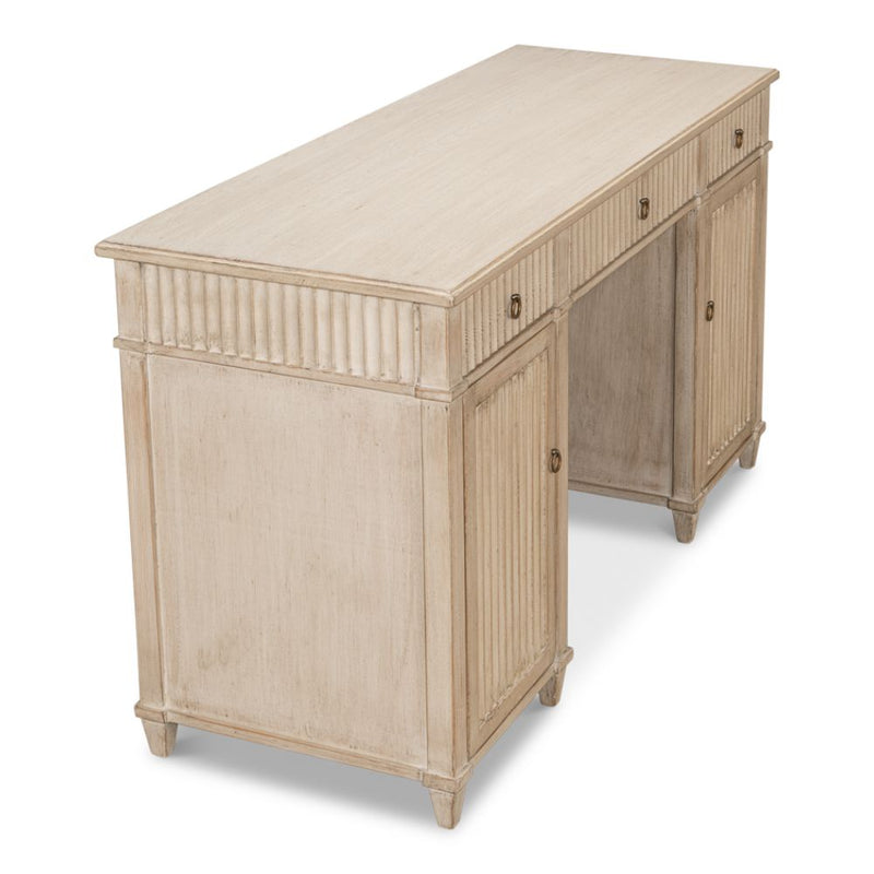 wood desk 3-drawer cabinets stone grey pine wood