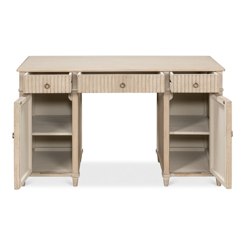 wood desk 3-drawer cabinets stone grey pine wood