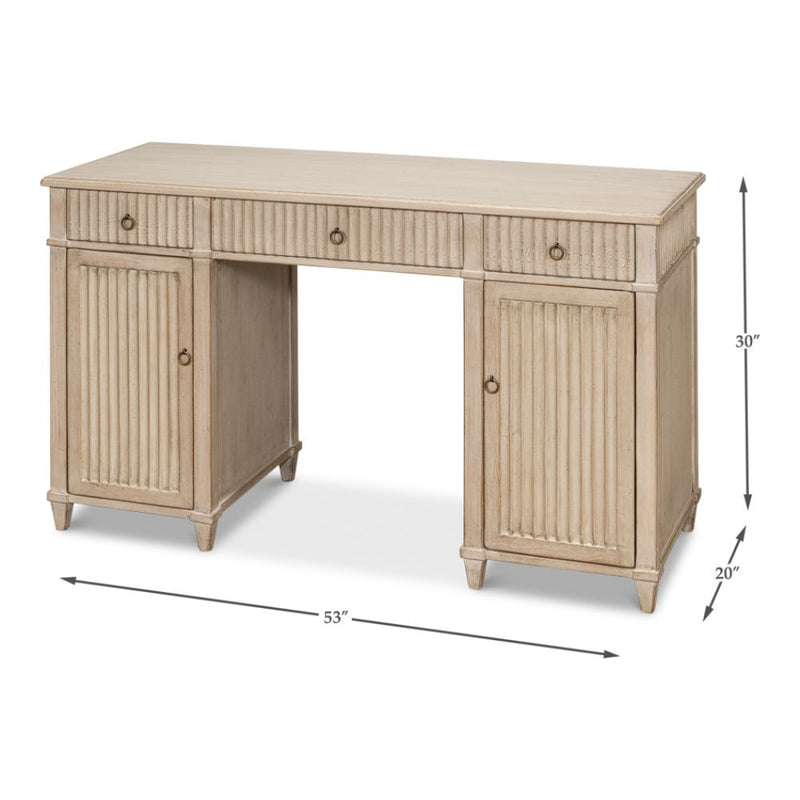 wood desk 3-drawer cabinets stone grey pine wood